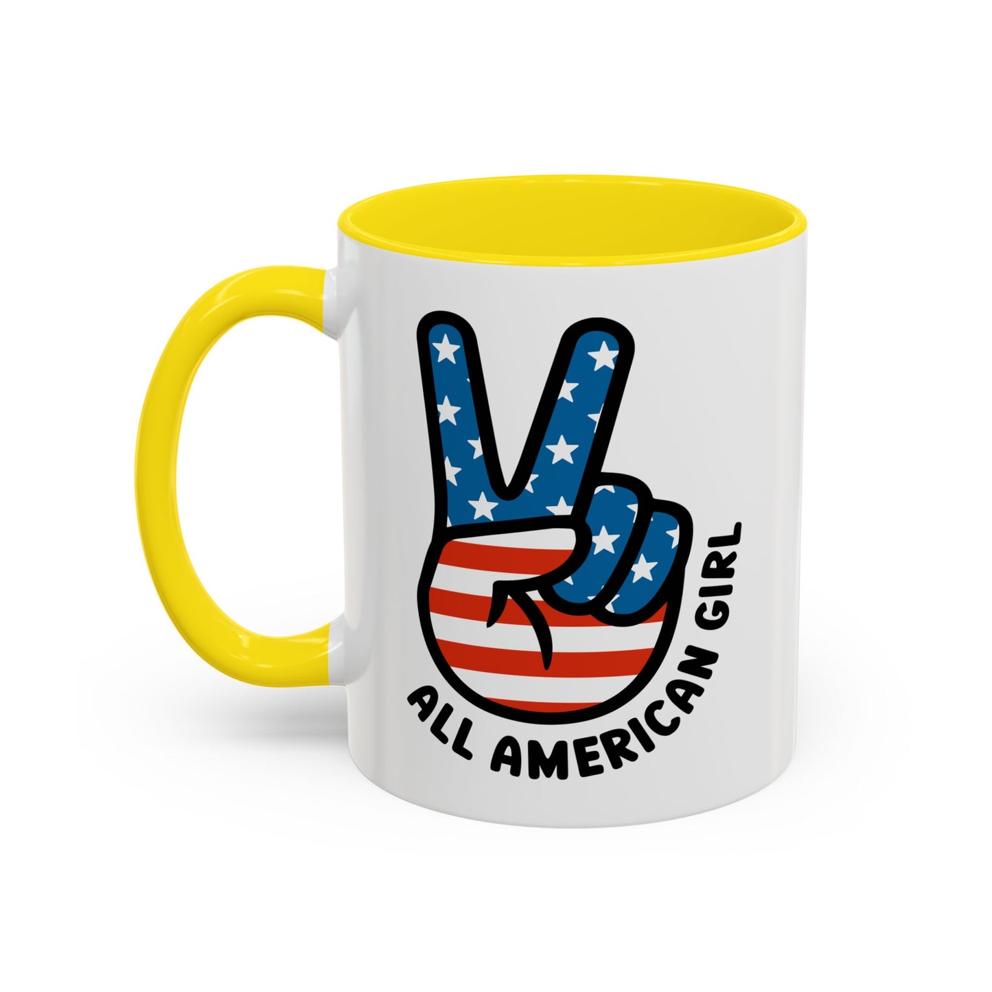 4th of July Mug - All American Girl Peace Sign