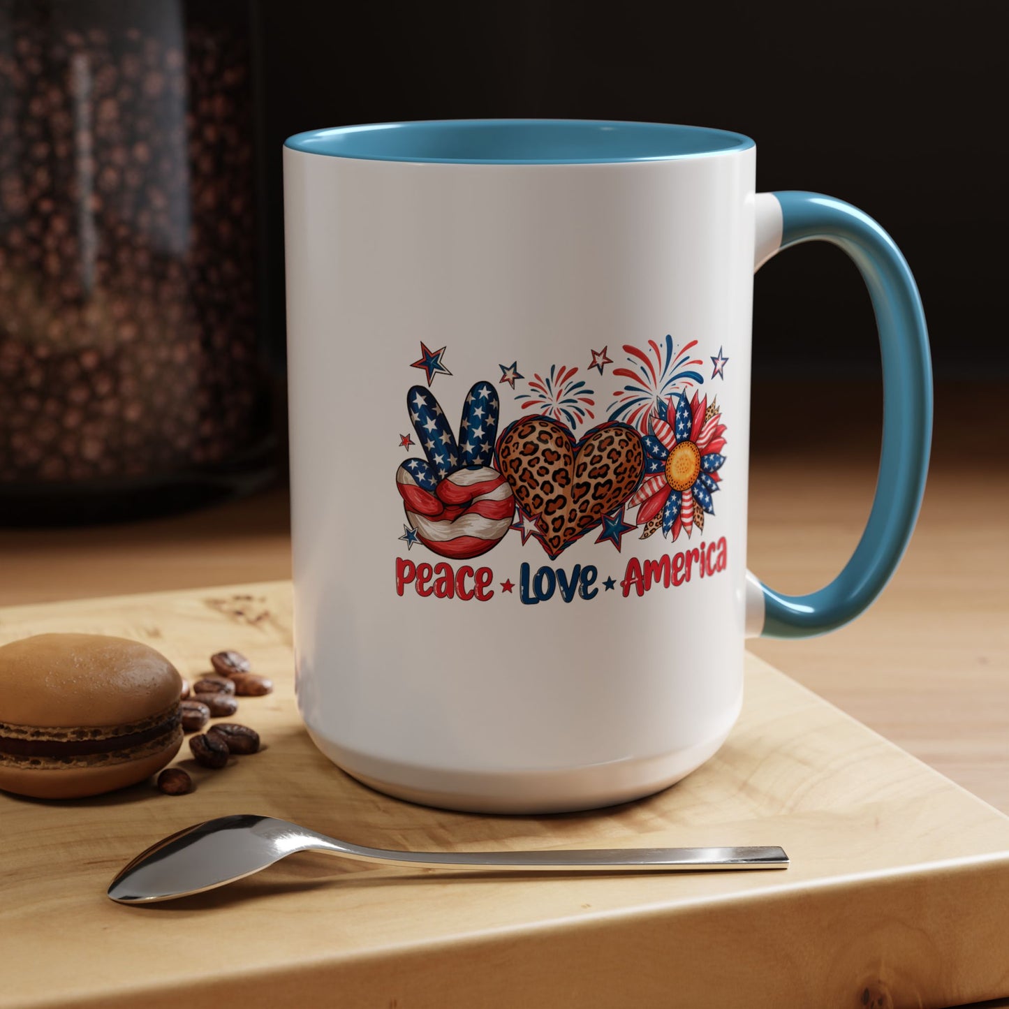 4th of July Mug - Peace Love America