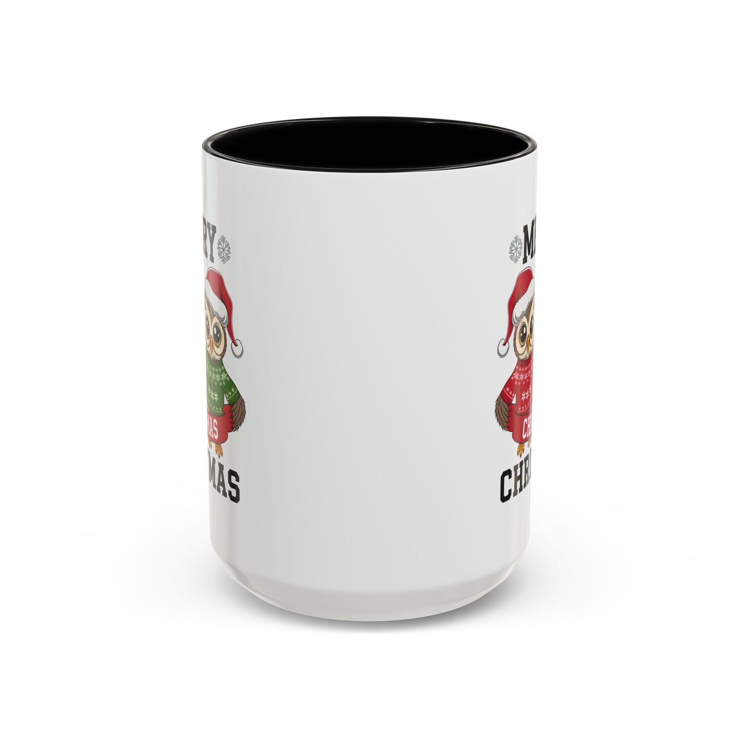 Christmas Mug - Merry Christmas Black Text Owls