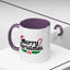 Christmas Mug - Merry Christmas Black Text Hat Cane Misletoe