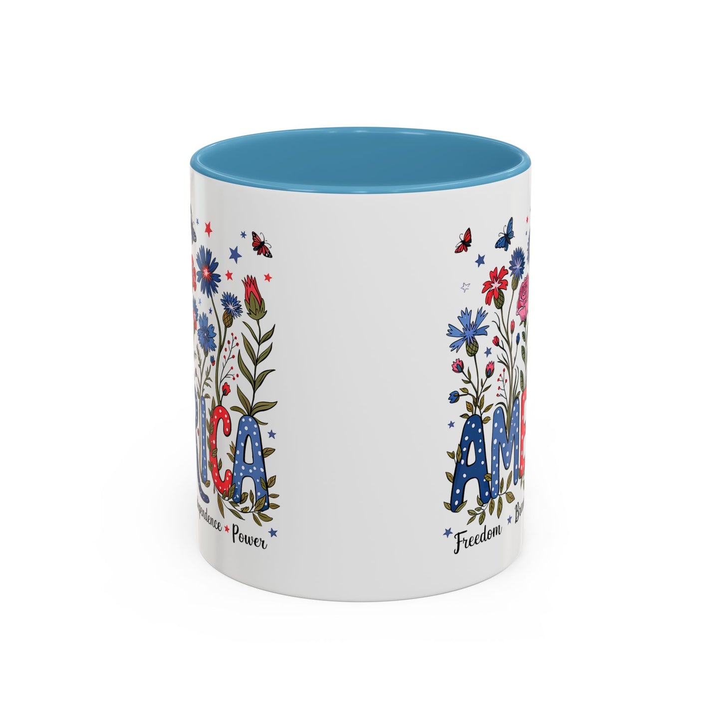 4th of July Mug - Floral America Patriotic