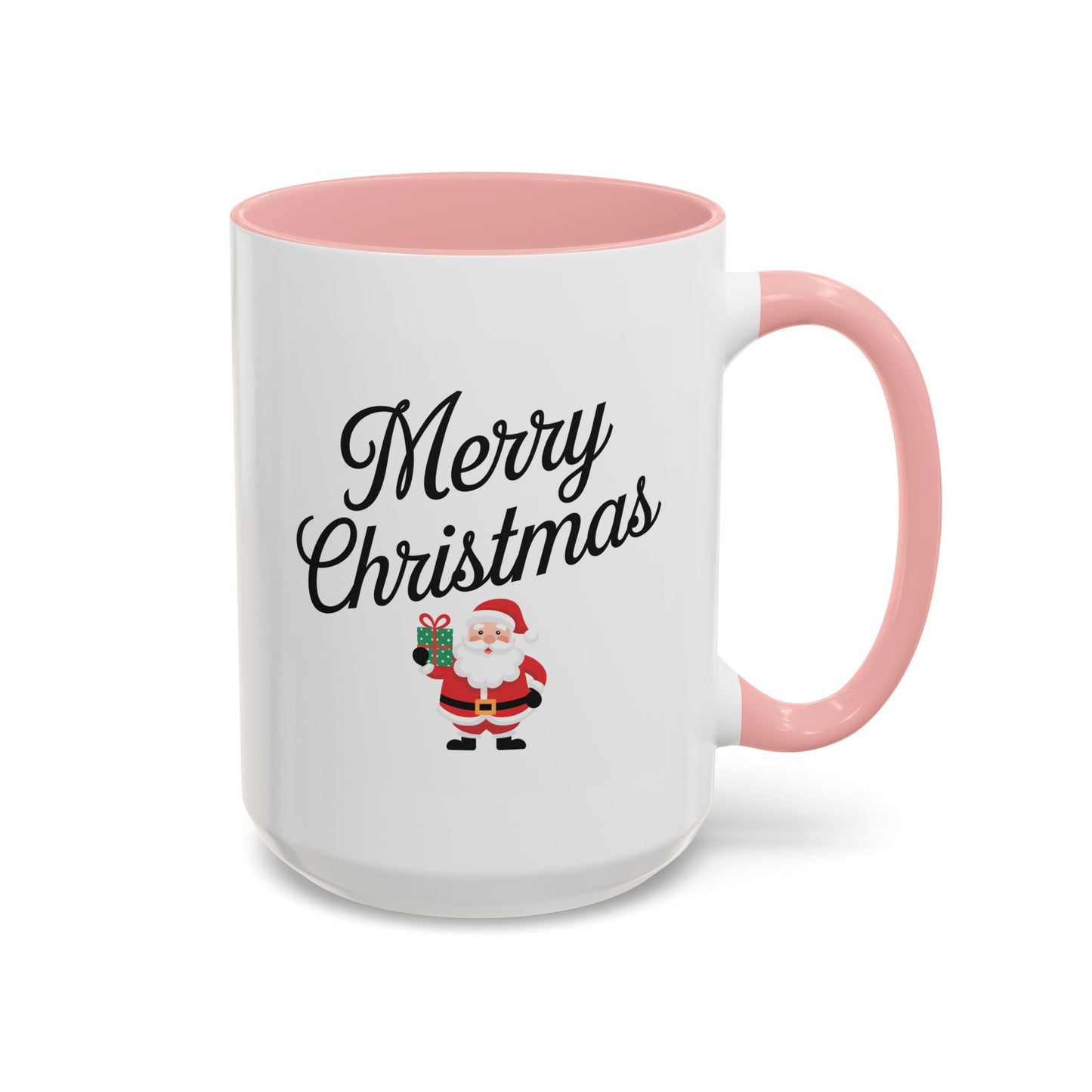 Christmas Mug - Merry Christmas Black Text Santa Present