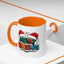 Christmas Mug - Merry Christmas Green Red Yellow and Blue Text Red Hats
