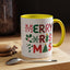 Christmas Mug - Merry Christmas Red Green & Gold Decorative Text