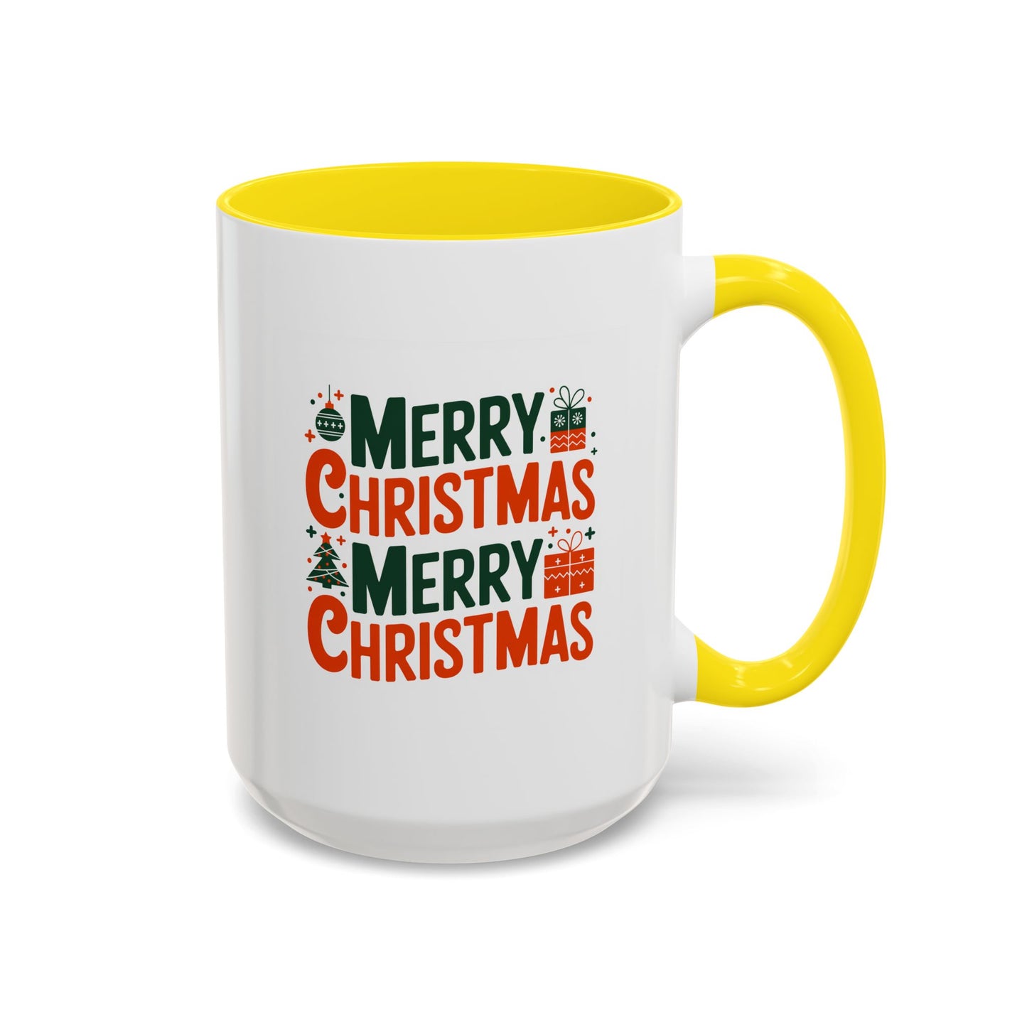 Christmas Mug - Green & Red Text Tree Presents