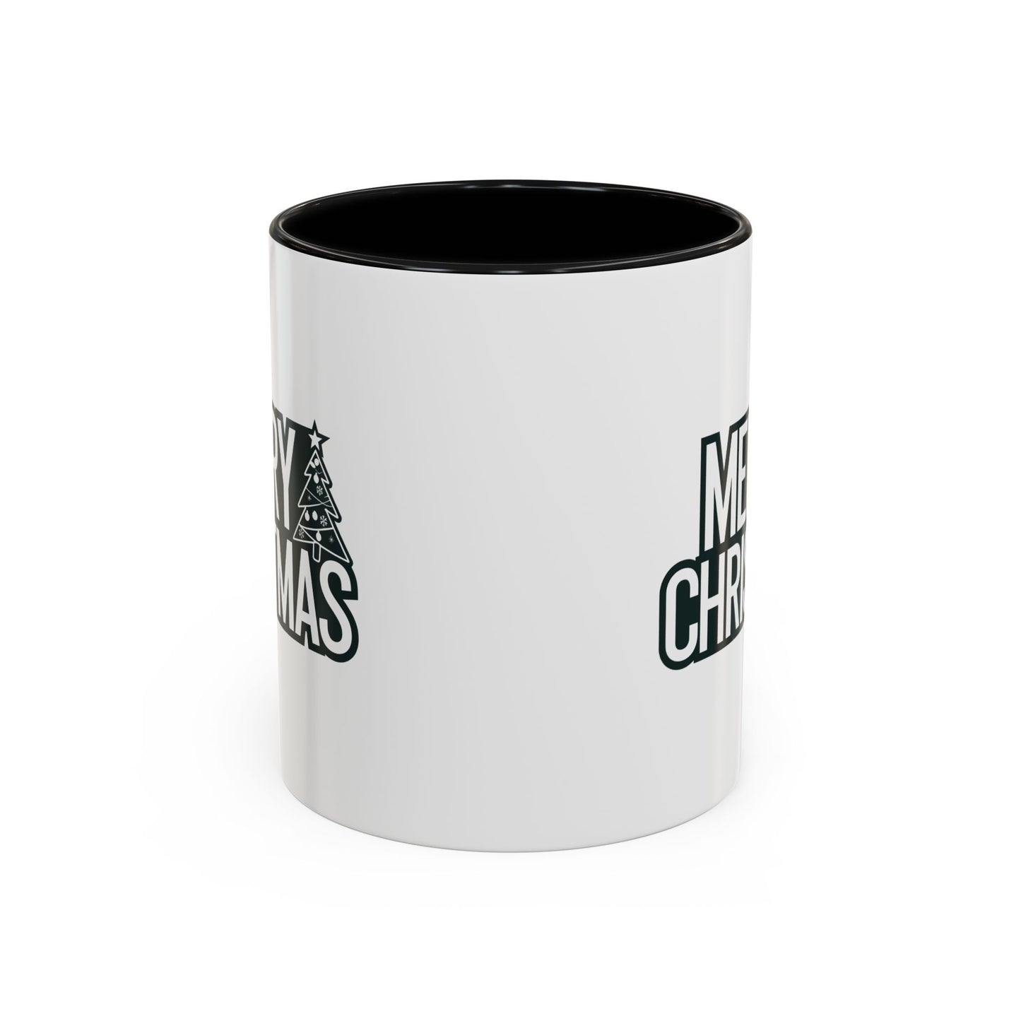 Christmas Mug - Merry Christmas White & Black Text Tree