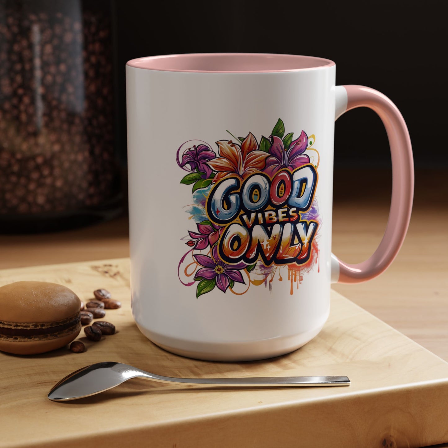 Wellness Mug - Good Vibes Only Graffiti Flowers