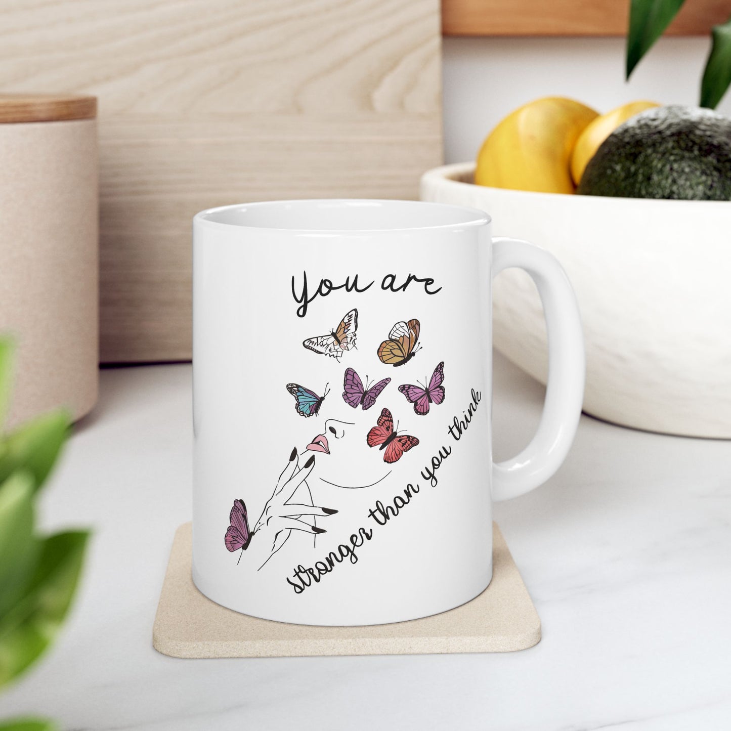 Motivation Mug - You Are Stronger Than You Think Butterflies