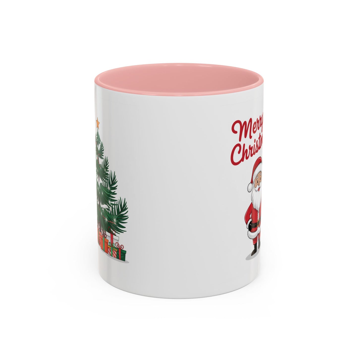 Christmas Mug - Merry Christmas Red Text Santa Tree Presents