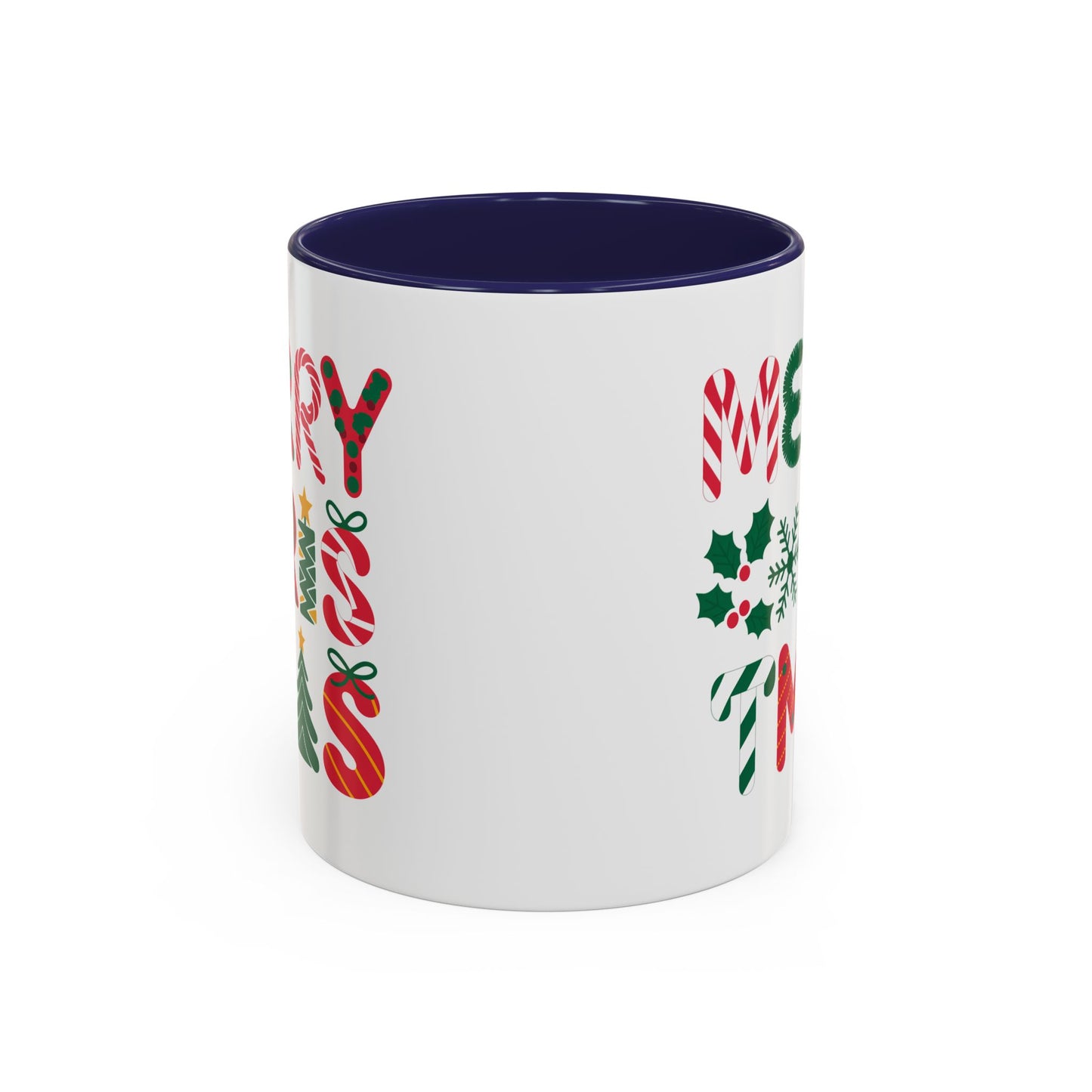 Christmas Mug - Merry Christmas Red Green & Gold Decorative Text
