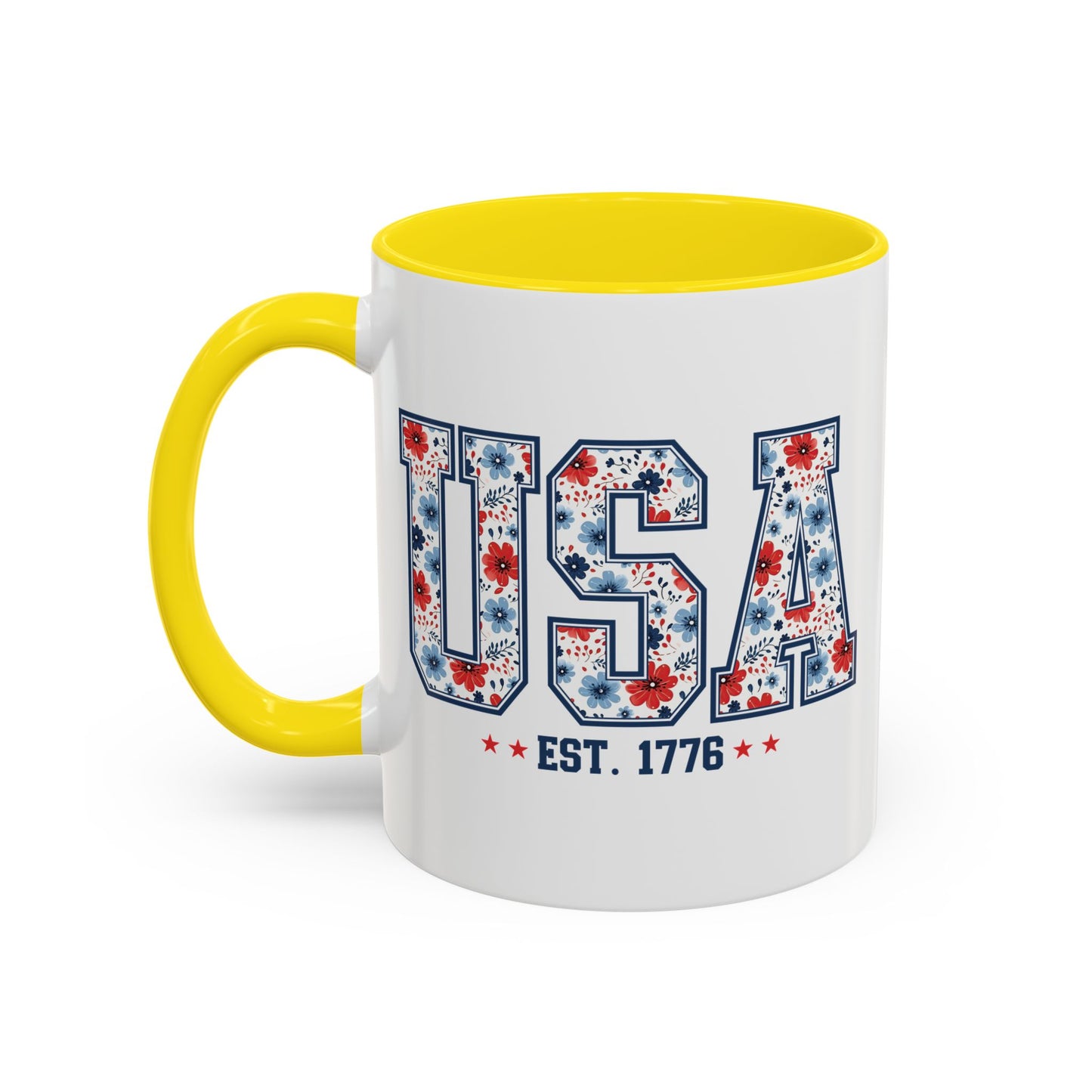 4th of July Mug - USA EST 1776 Floral