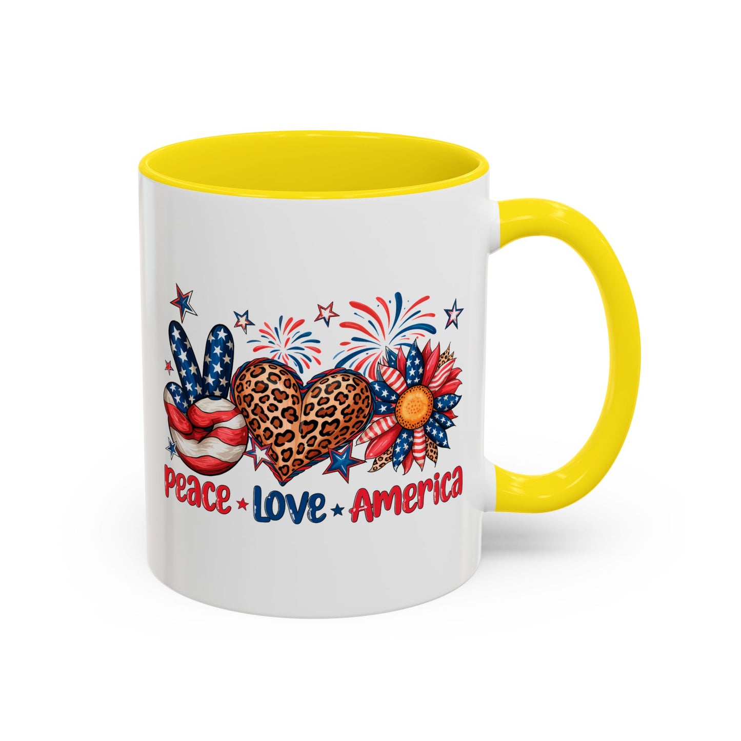 4th of July Mug - Peace Love America