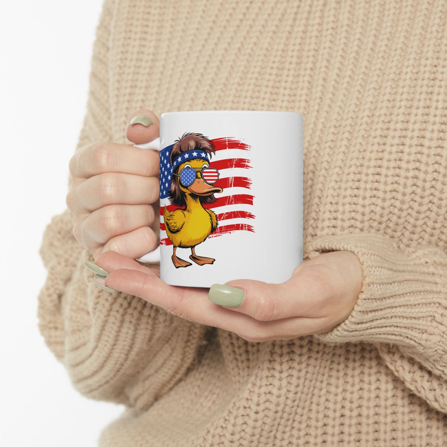 4th of July Mug - Patriotic Duck with Mullet