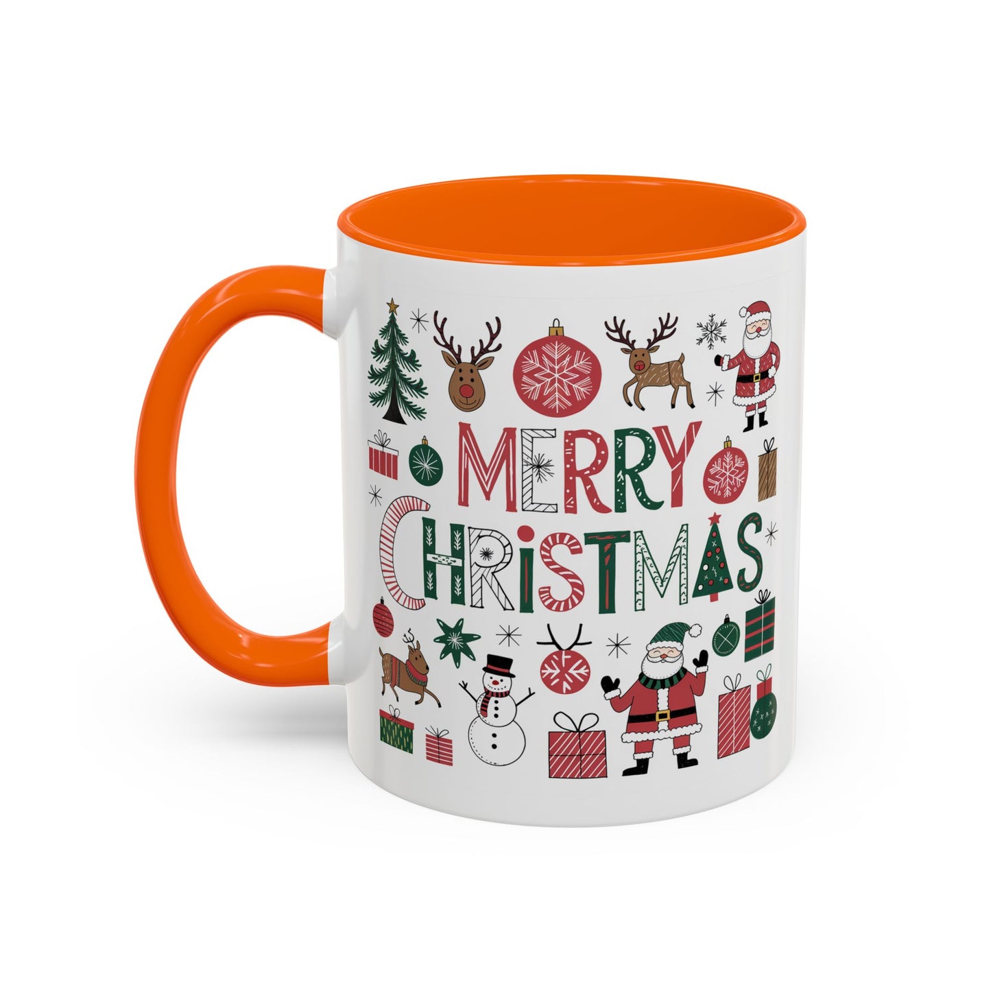 Christmas Mug - Merry Christmas Red White & Green Text Collage