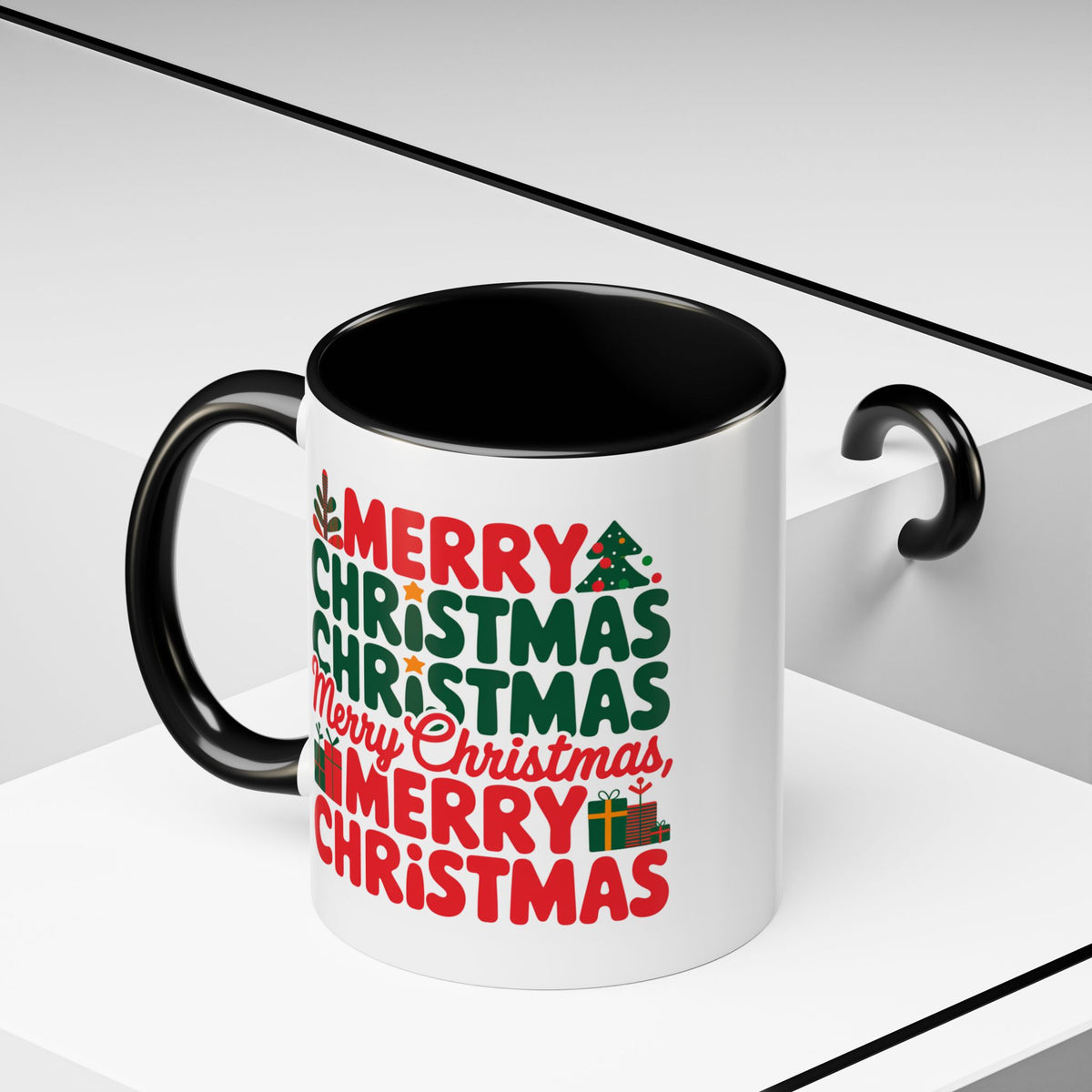 Christmas - Merry Christmas Red & Green Text Trees Presents Candles