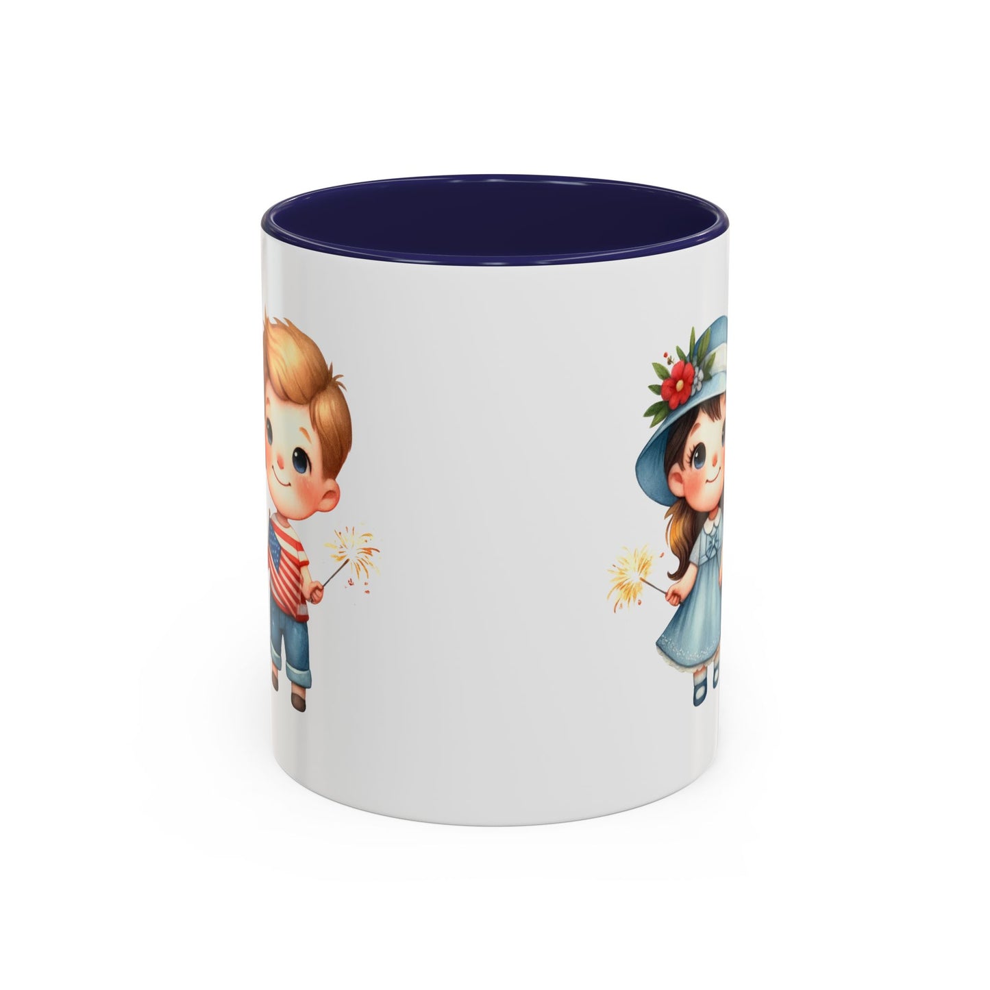 4th of July - American Boy & Girl Flag
