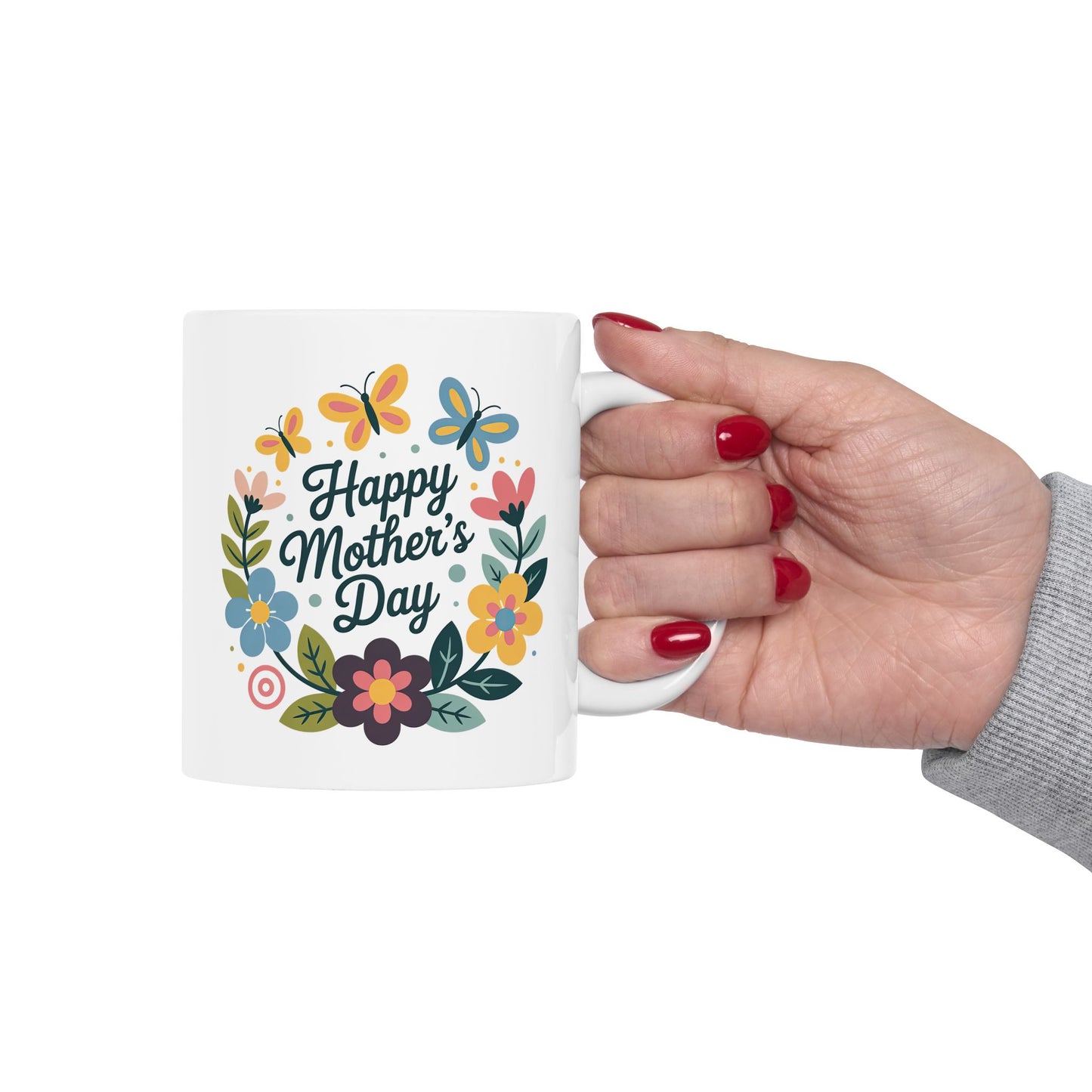 Mother's Day Mug - Happy Mother's Day Floral Butterflies