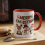 Christmas Mug - Red Green & Gold Text Reindeer Snowman Penguin