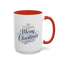 Christmas Mug - Merry Christmas Blue Text Gold Ornaments