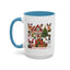 Christmas Mug - Happy Holidays Red Text Reindeer Santa Snowman Presents