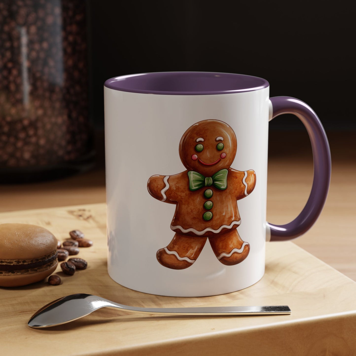 Christmas Mug - Gingerbread Man Green Bow