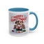 Christmas Mug - Merry Christmas Red Text Puppy Green Top