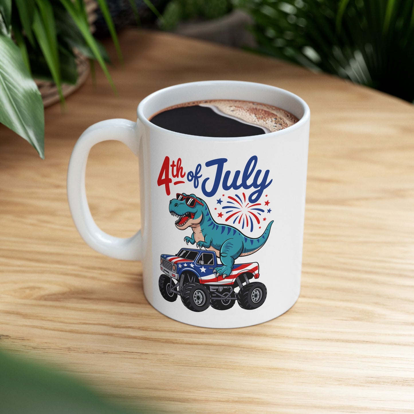 4th of July Mug - T Rex Monster Truck USA