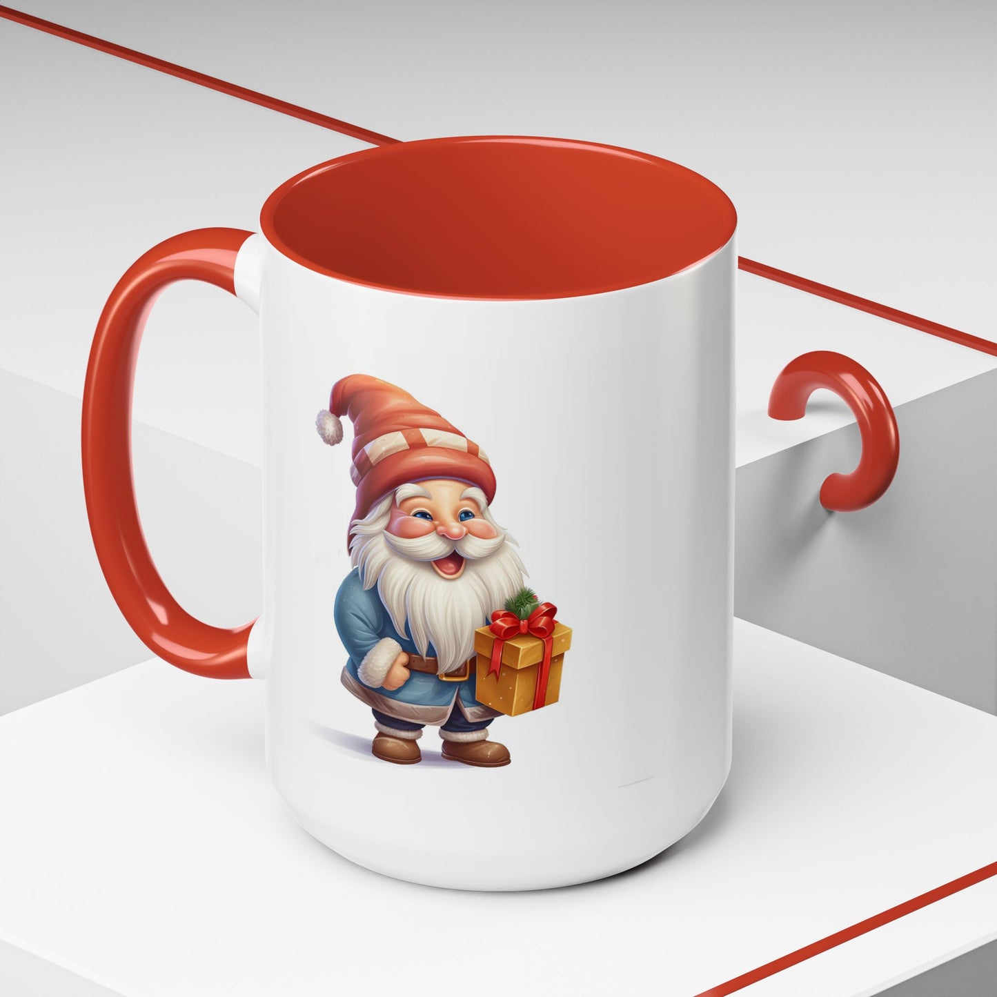 Christmas Mug - Old Gnome with Present