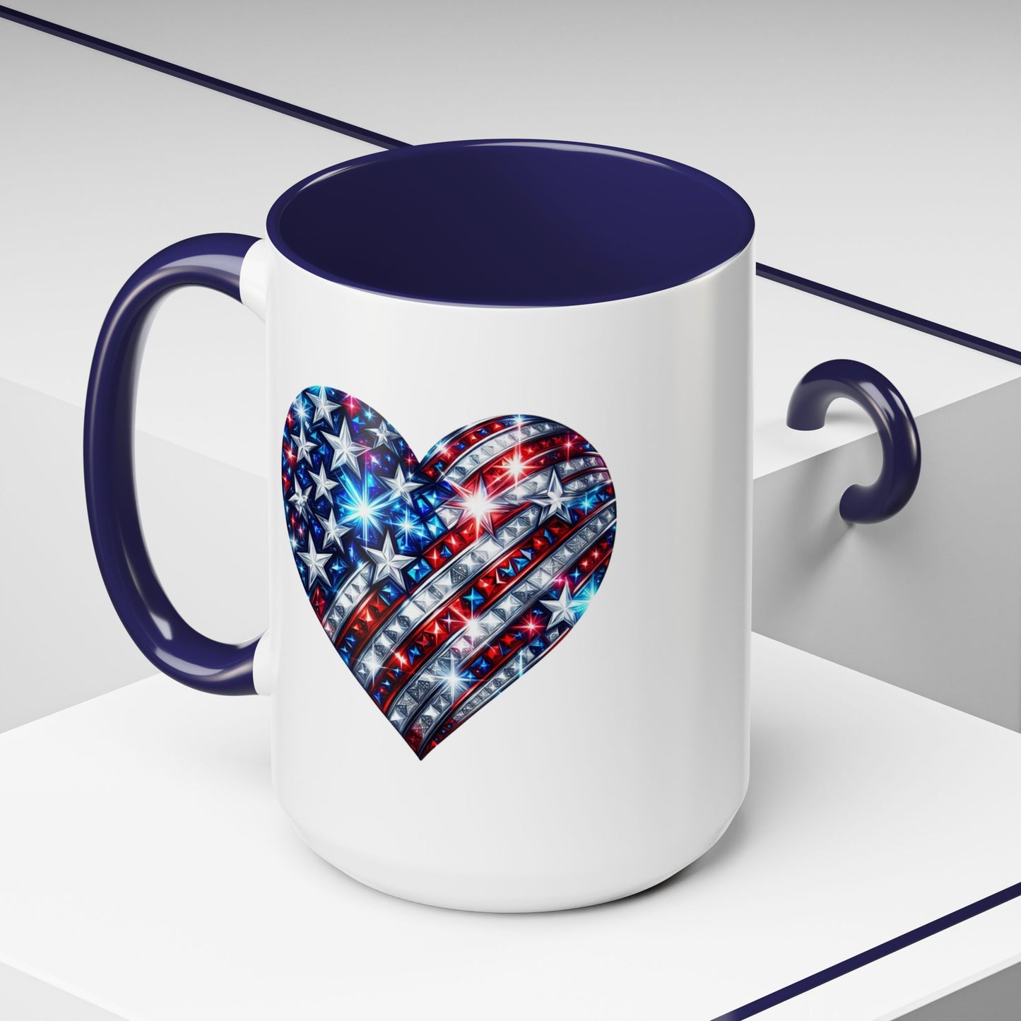 4th of July Mug - USA Sparkle Heart