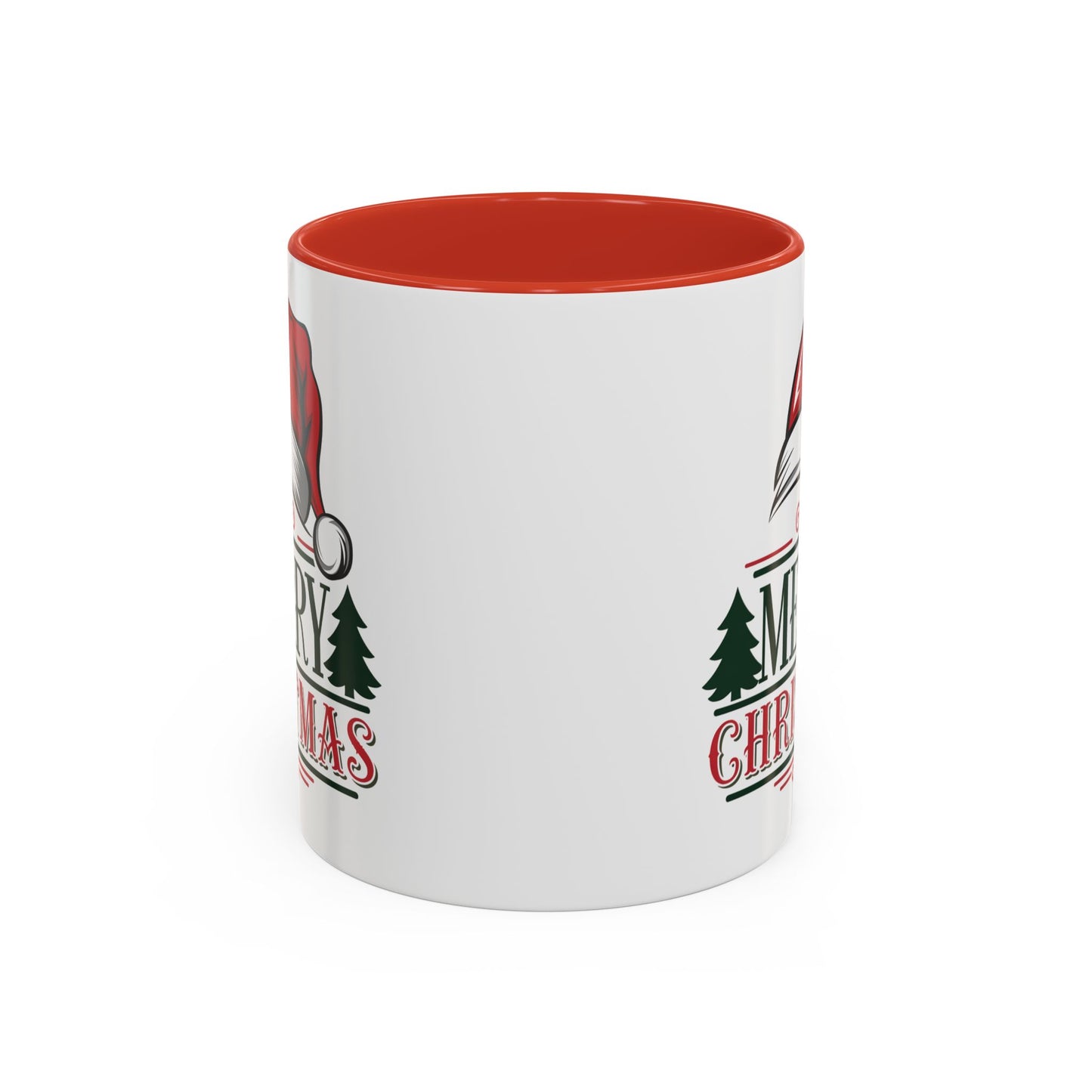 Christmas Mug - Merry Christmas Green & Red Text Red Hat