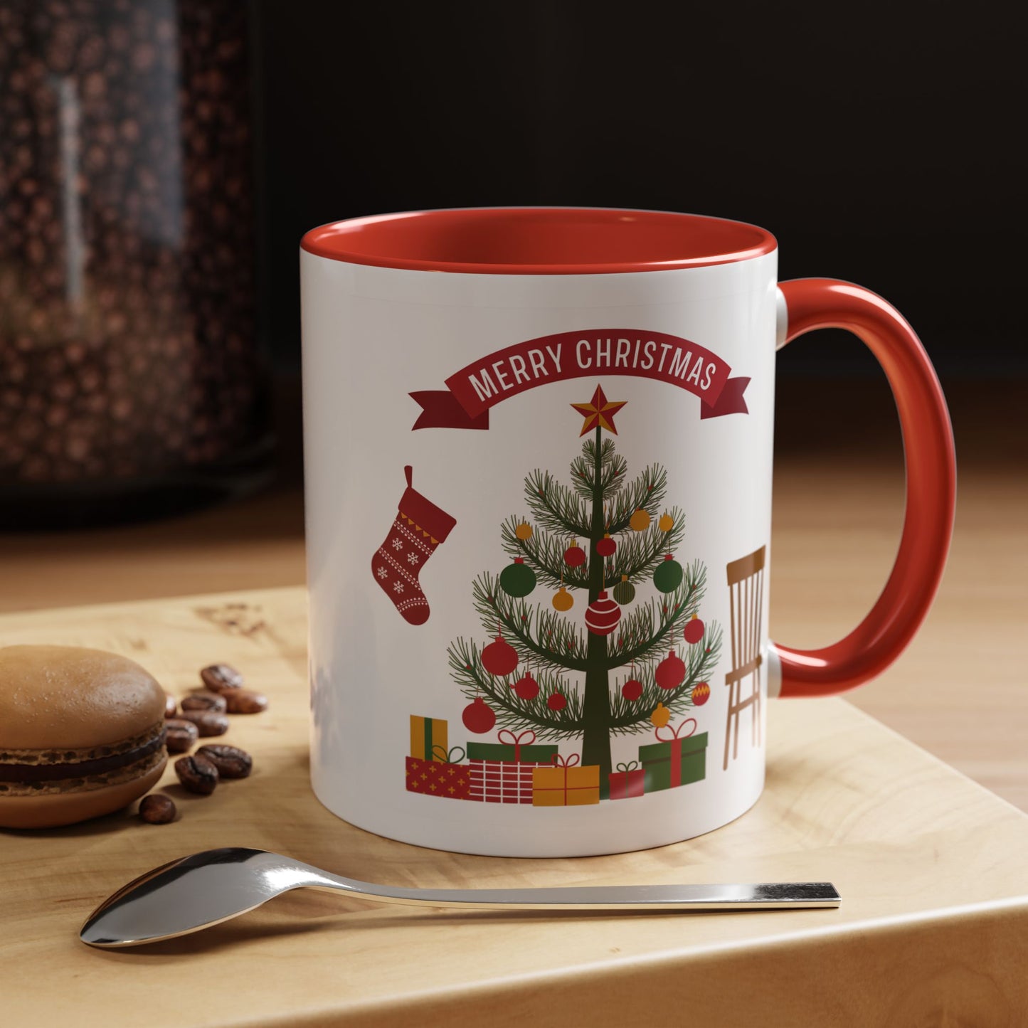 Christmas Mug - Merry Christmas Banner Tree Presents