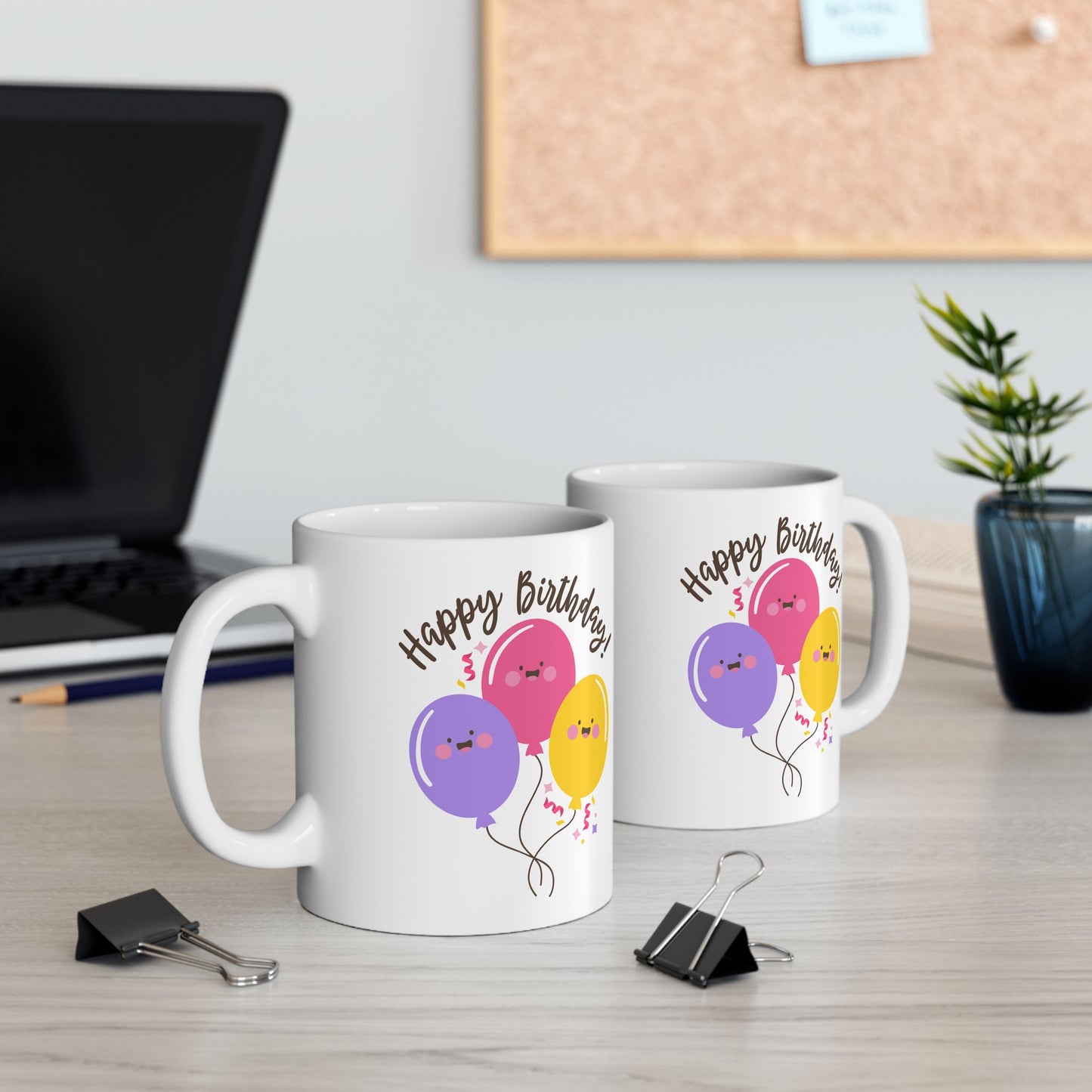 Birthday Mug - Happy Birthday Smiley Balloons