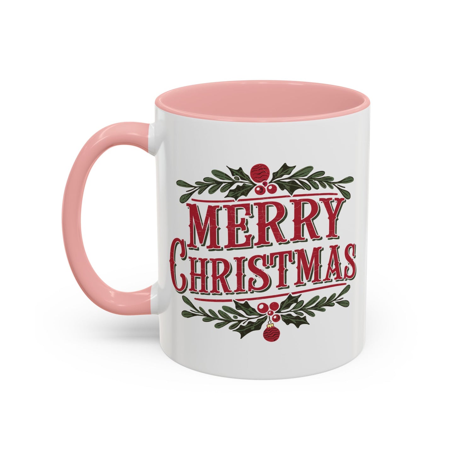 Christmas Mug - Merry Christmas Maroon Text Ornament Decorations