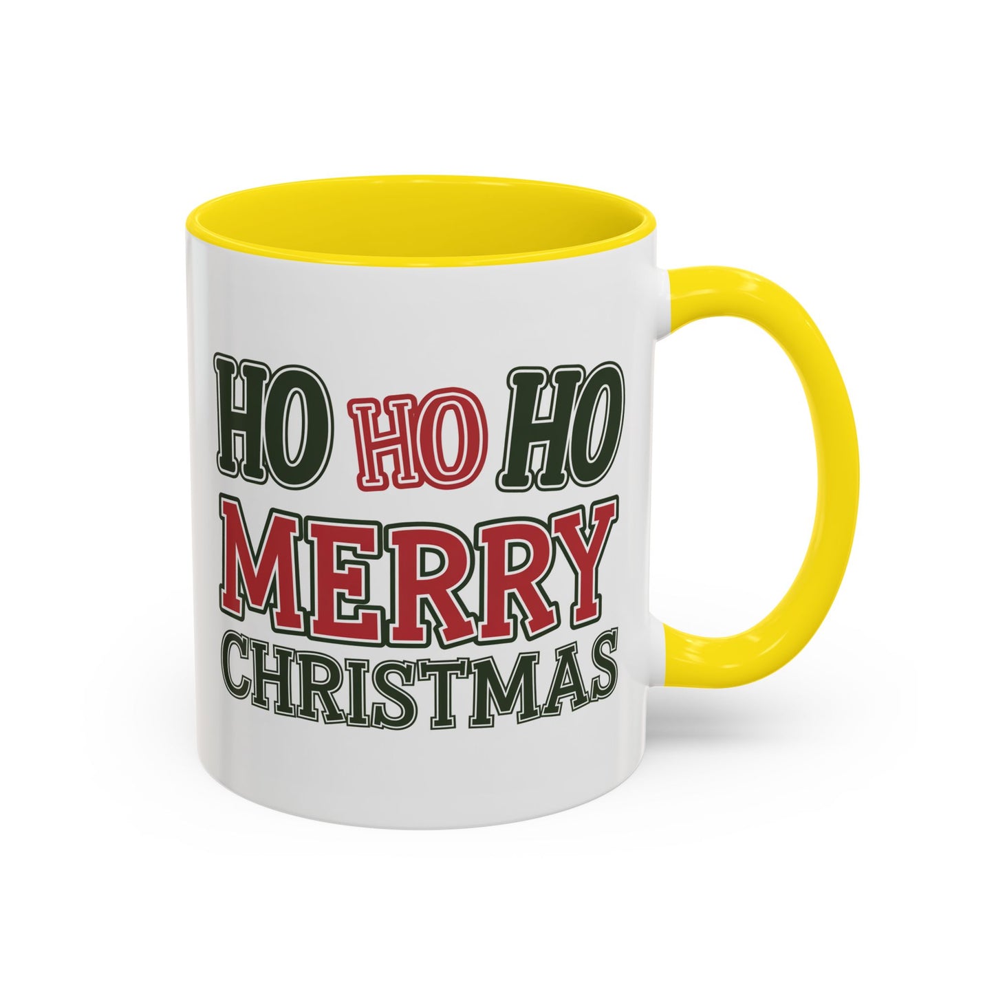 Christmas Mug - Ho Ho Ho Merry Christmas Green & Red Text
