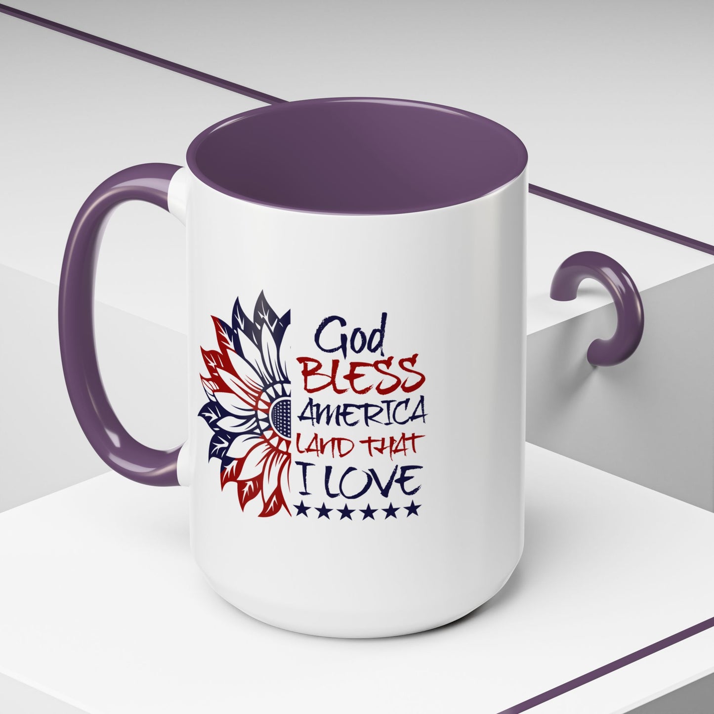 4th of July Mug - God Bless America Sunflower