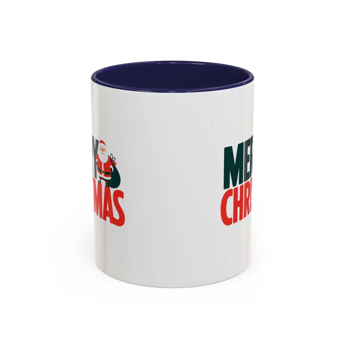 Christmas Mug - Merry Christmas Green & Red Text Santa Bag