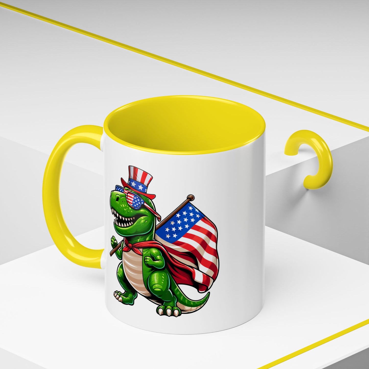 4th of July Mug - T Rex Dinosaur USA Flag