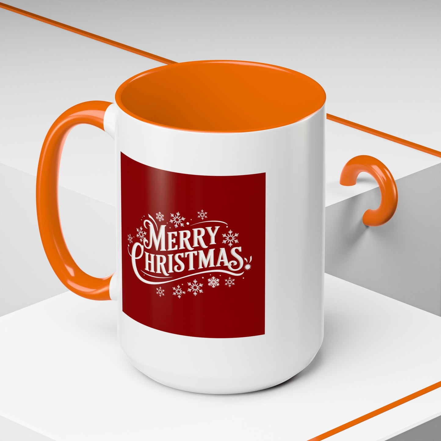 Christmas Mug - Merry Christmas White Text Maroon Background