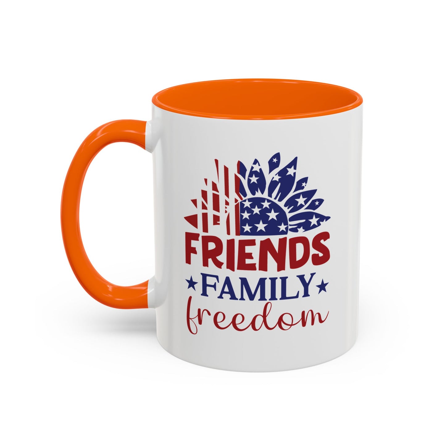 4th of July Mug - Friends Family Freedom Sunflower