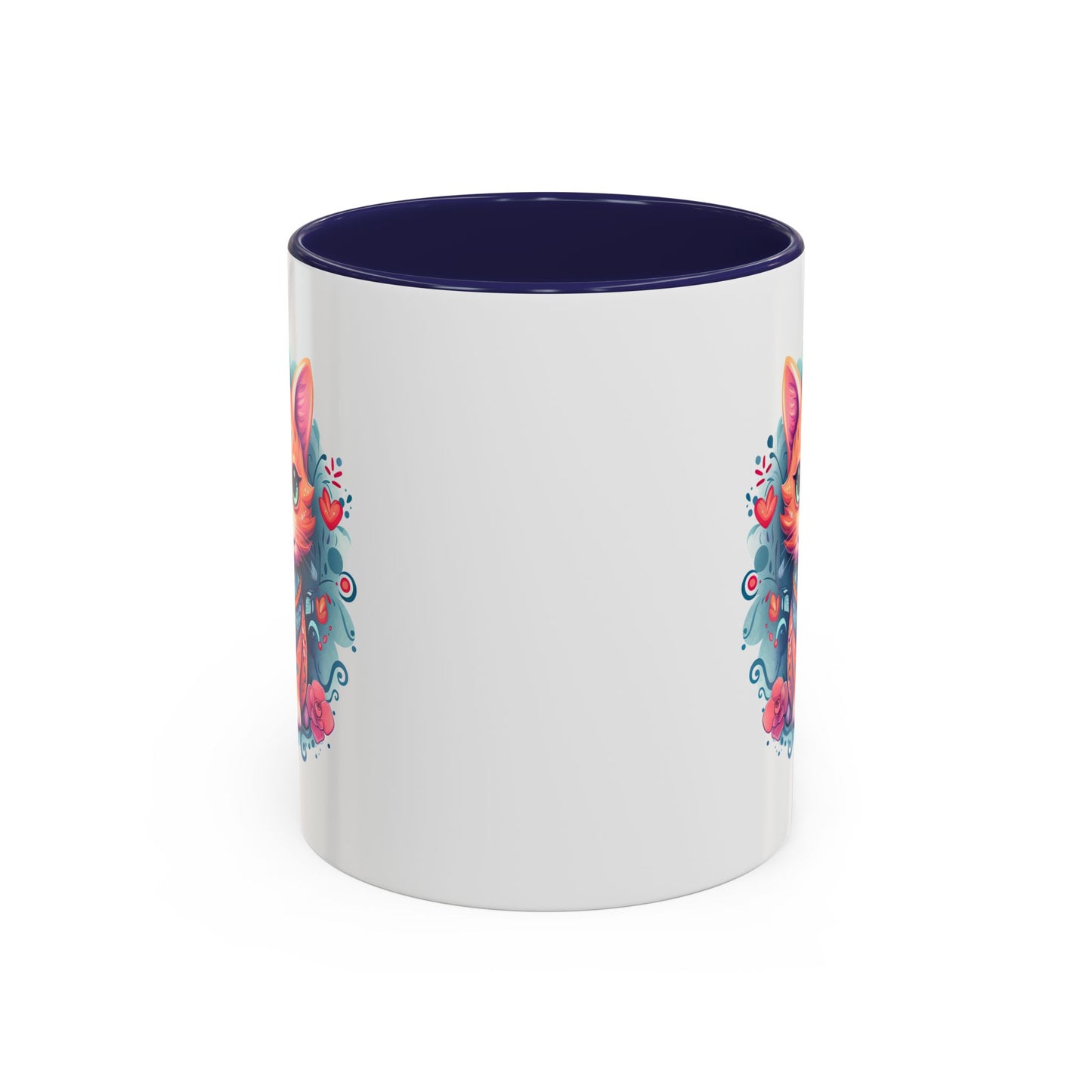 Animal  - Mystic Cat Turquoise & Coral Flowers