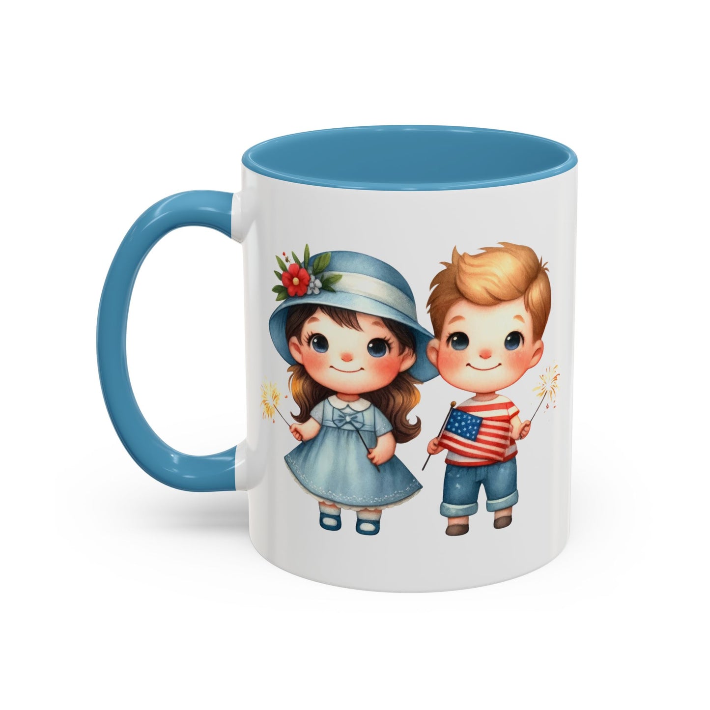 4th of July - American Boy & Girl Flag