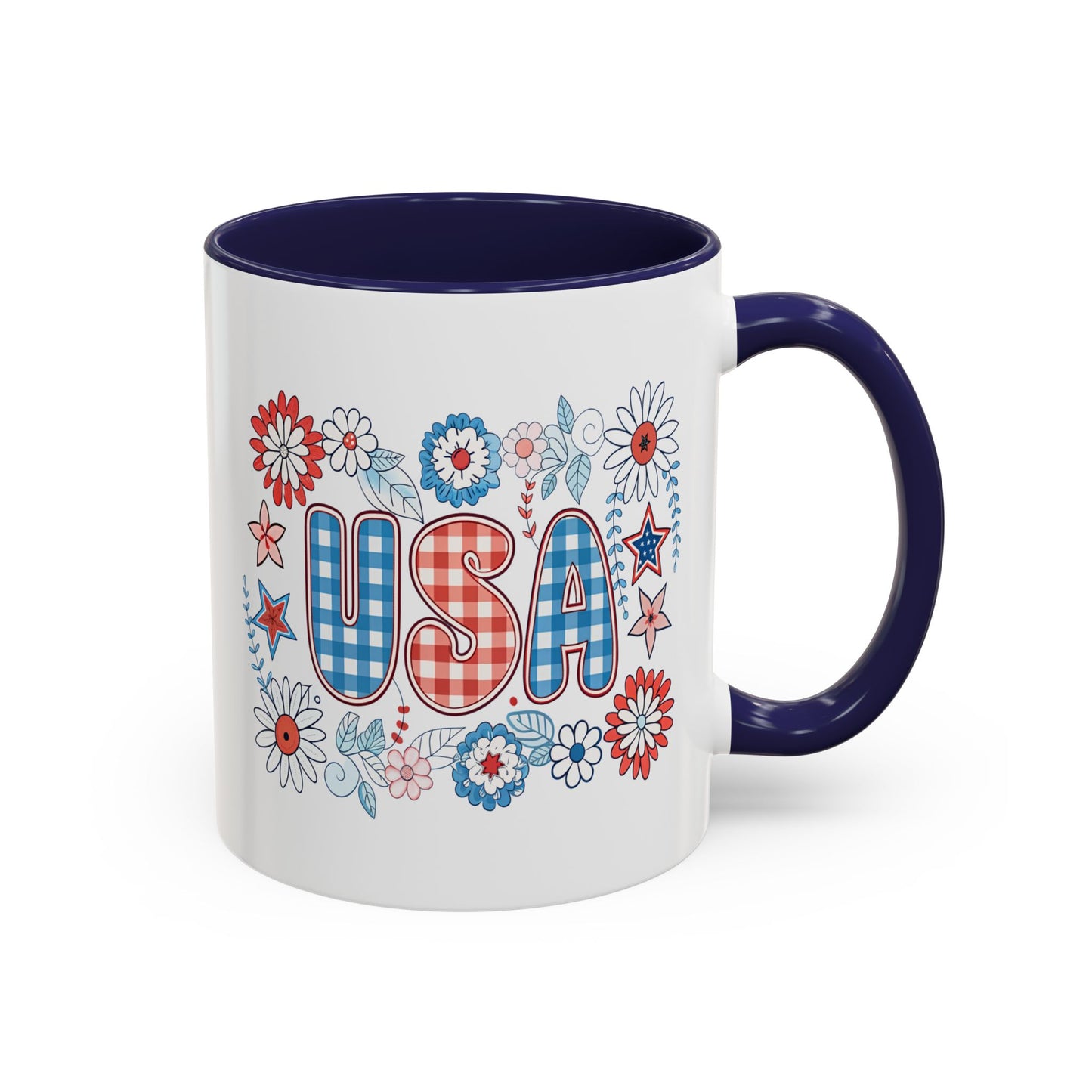 4th of July Mug - USA Preppy Floral