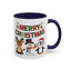 Christmas Mug - Red Green & Gold Text Reindeer Snowman Penguin