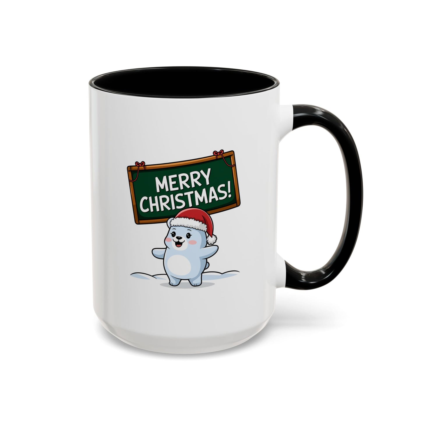 Christmas Mug - Merry Christmas White Text Seal Pup