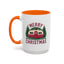 Christmas Mug - Merry Christmas Maroon Text Camper Trees
