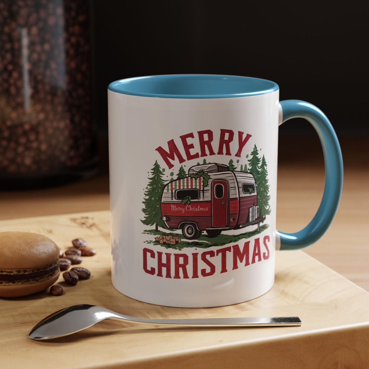Christmas Mug - Merry Christmas Red & White Camper