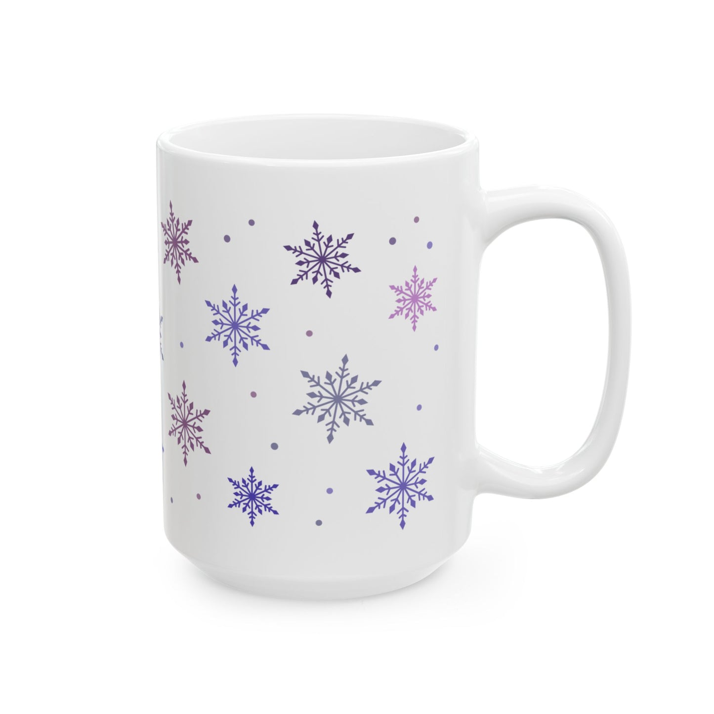 Christmas Mug - Pink & Purple Snowflakes Pattern