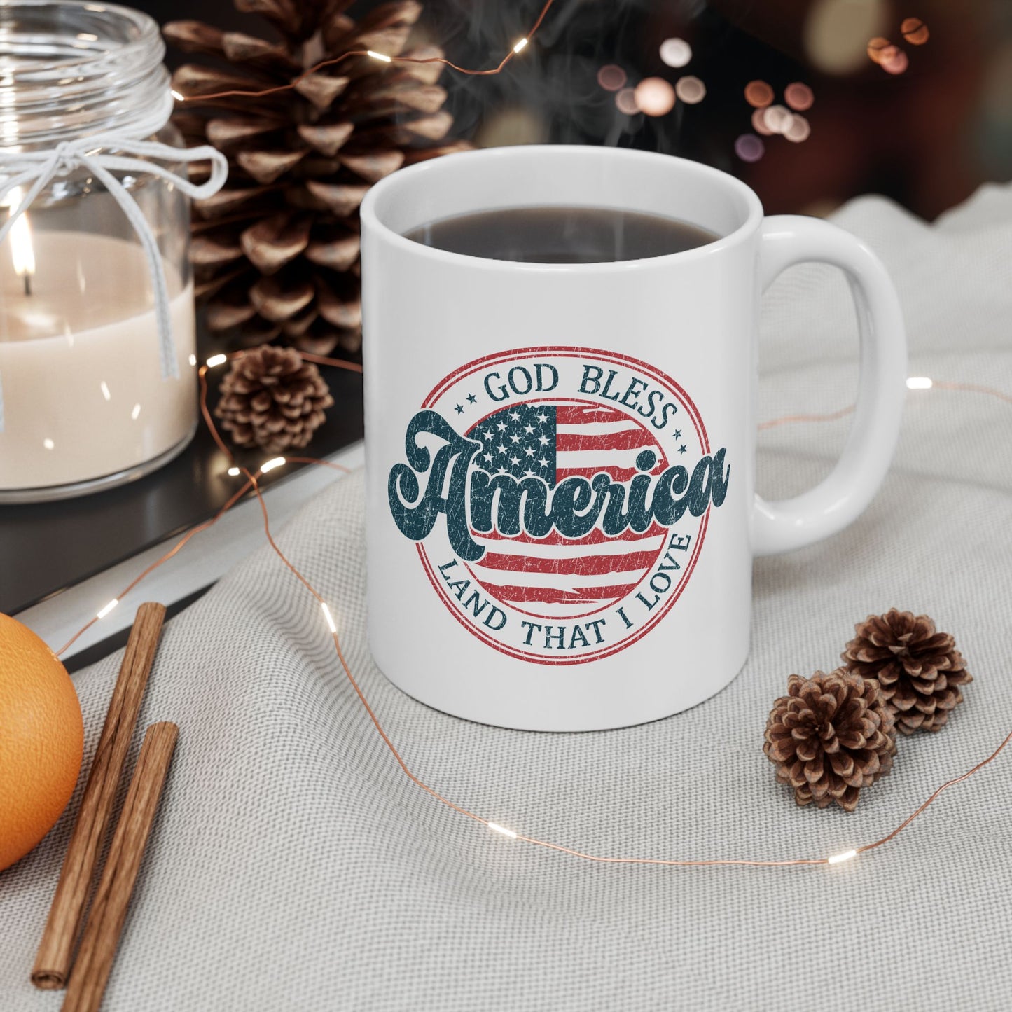 4th of July Mug - God Bless America Retro