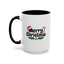 Christmas Mug - Merry Christmas Black Text Hat Cane Misletoe