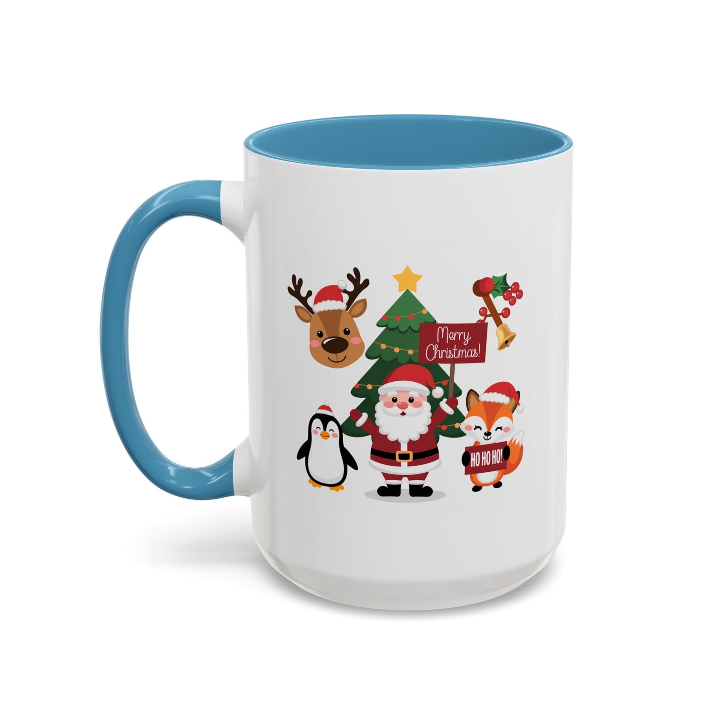 Christmas - Merry Christmas White Text Santa Reindeer Penguin Fox